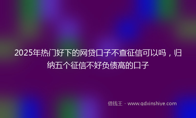 2025年热门好下的网贷口子不查征信可以吗，归纳五个征信不好负债高的口子