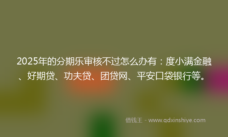 2025年的分期乐审核不过怎么办有：度小满金融、好期贷、功夫贷、团贷网、平安口袋银行等。