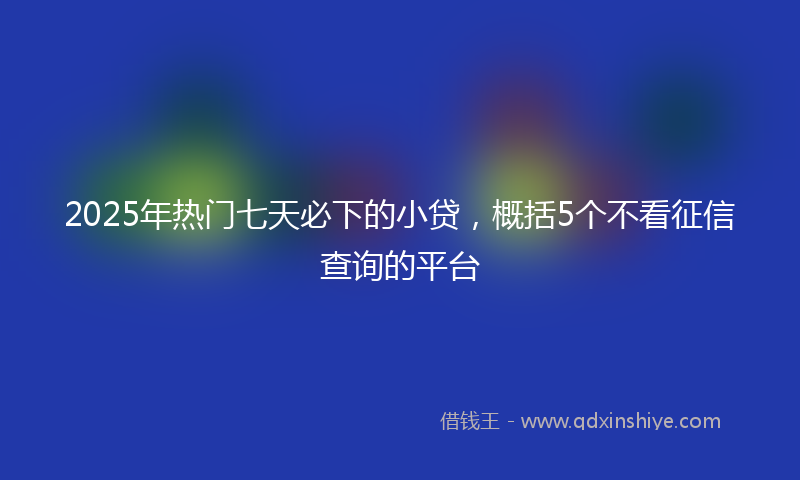 2025年热门七天必下的小贷，概括5个不看征信查询的平台