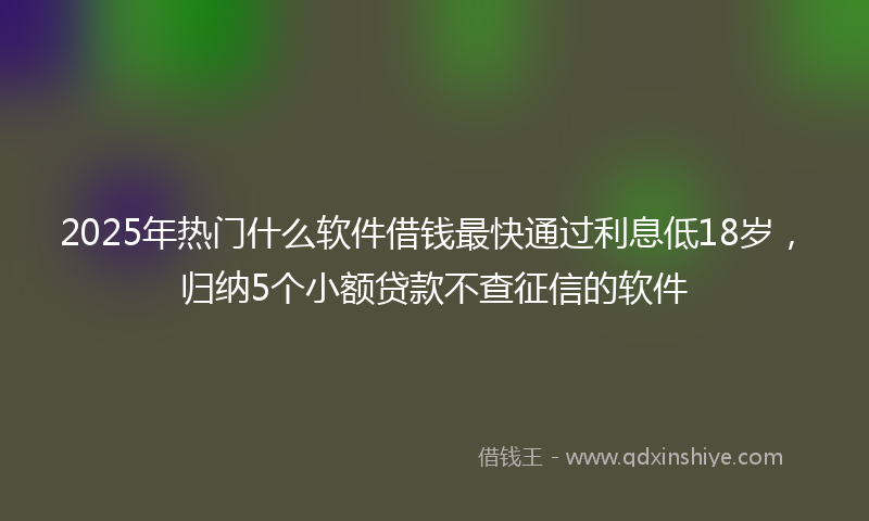2025年热门什么软件借钱最快通过利息低18岁，归纳5个小额贷款不查征信的软件