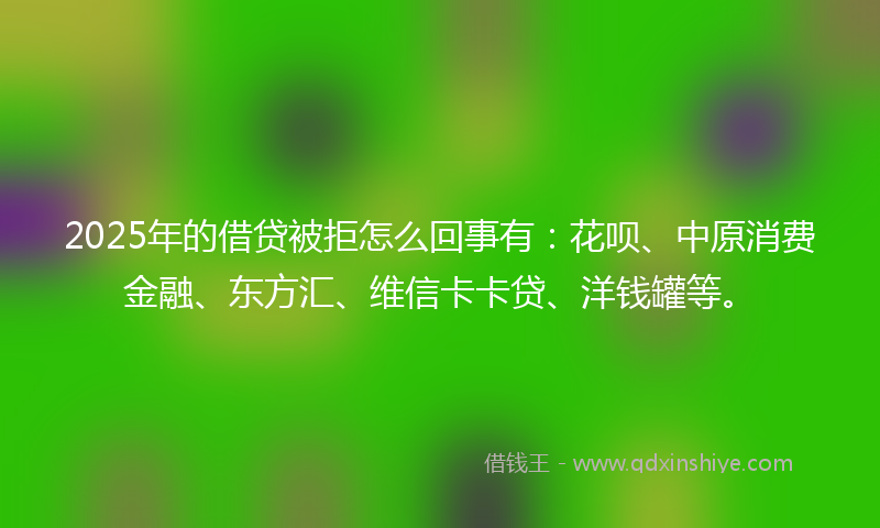 2025年的借贷被拒怎么回事有：花呗、中原消费金融、东方汇、维信卡卡贷、洋钱罐等。