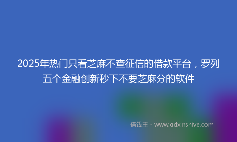 2025年热门只看芝麻不查征信的借款平台，罗列五个金融创新秒下不要芝麻分的软件