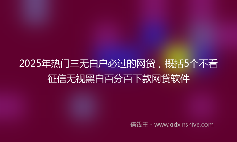 2025年热门三无白户必过的网贷，概括5个不看征信无视黑白百分百下款网贷软件