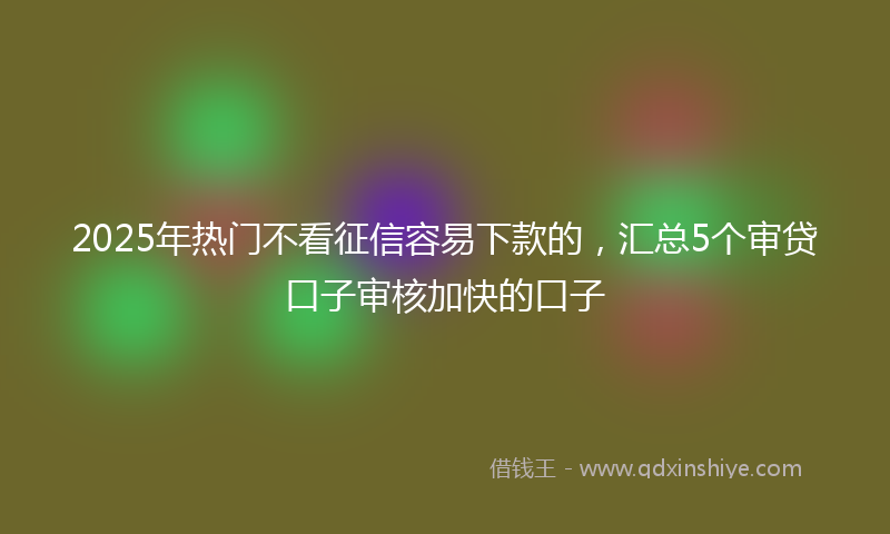 2025年热门不看征信容易下款的，汇总5个审贷口子审核加快的口子