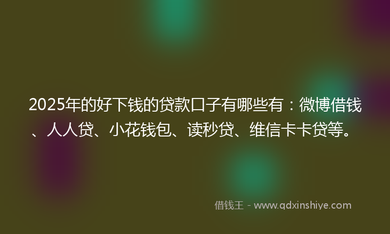 2025年的好下钱的贷款口子有哪些有：微博借钱、人人贷、小花钱包、读秒贷、维信卡卡贷等。