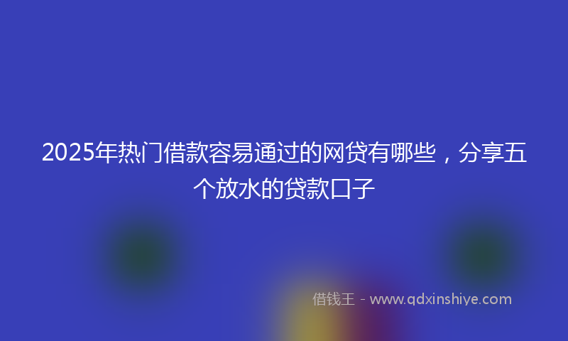 2025年热门借款容易通过的网贷有哪些，分享五个放水的贷款口子