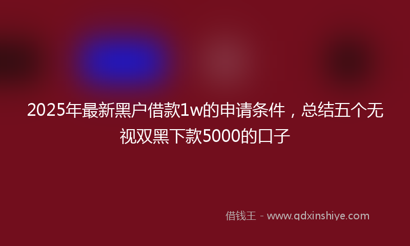2025年最新黑户借款1w的申请条件，总结五个无视双黑下款5000的口子