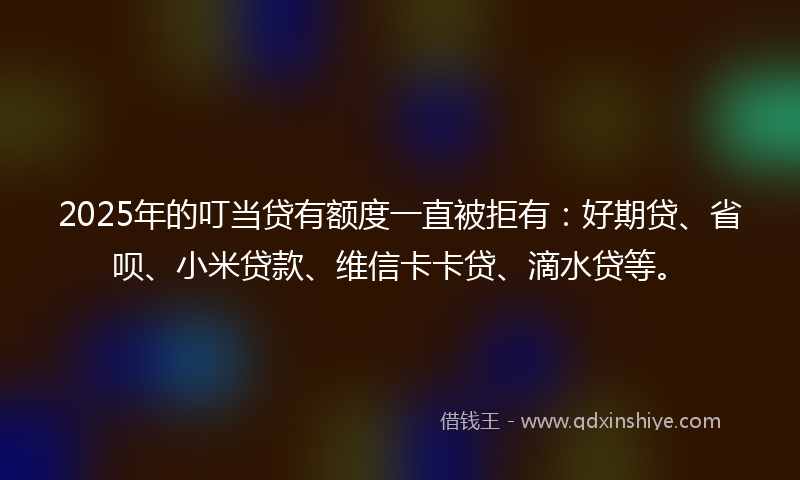 2025年的叮当贷有额度一直被拒有：好期贷、省呗、小米贷款、维信卡卡贷、滴水贷等。