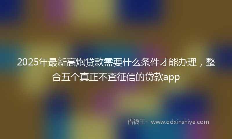 2025年最新高炮贷款需要什么条件才能办理，整合五个真正不查征信的贷款app