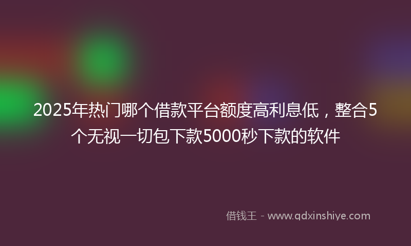 2025年热门哪个借款平台额度高利息低，整合5个无视一切包下款5000秒下款的软件