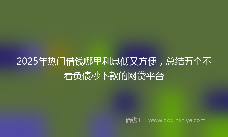 2025年热门借钱哪里利息低又方便，总结五个不看负债秒下款的网贷平台