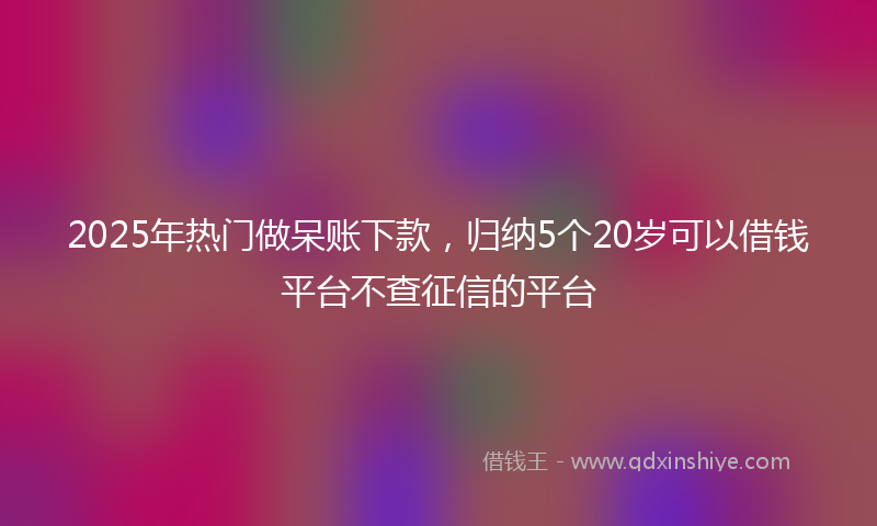 2025年热门做呆账下款，归纳5个20岁可以借钱平台不查征信的平台
