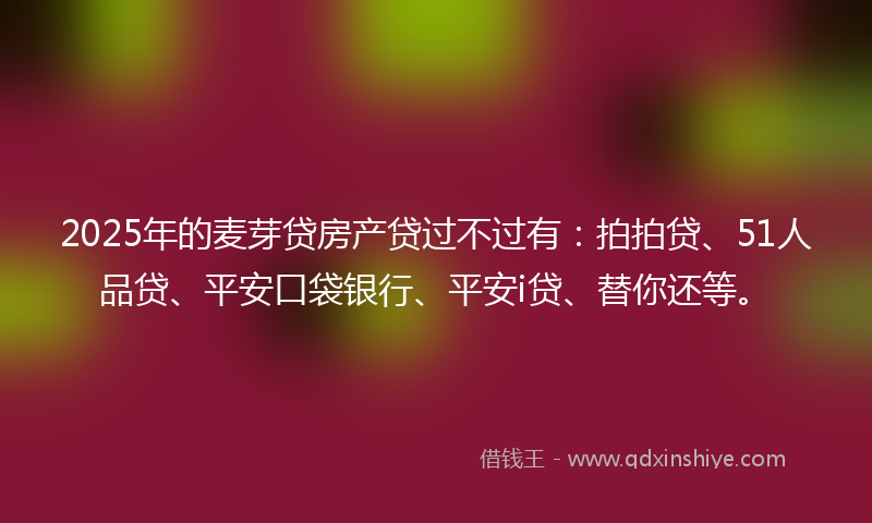 2025年的麦芽贷房产贷过不过有：拍拍贷、51人品贷、平安口袋银行、平安i贷、替你还等。