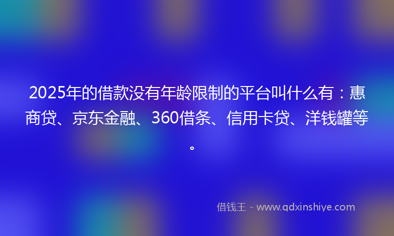 2025年的借款没有年龄限制的平台叫什么有：惠商贷、京东金融、360借条、信用卡贷、洋钱罐等。