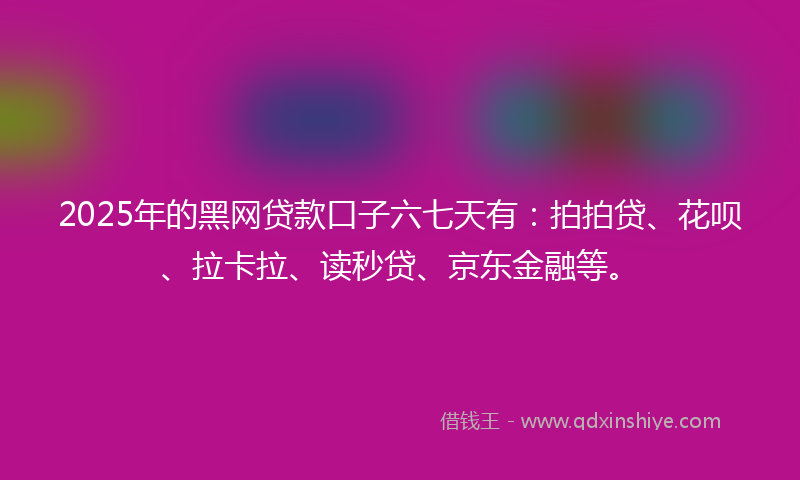 2025年的黑网贷款口子六七天有：拍拍贷、花呗、拉卡拉、读秒贷、京东金融等。