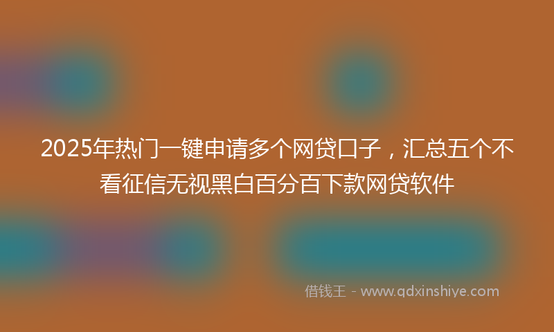 2025年热门一键申请多个网贷口子，汇总五个不看征信无视黑白百分百下款网贷软件