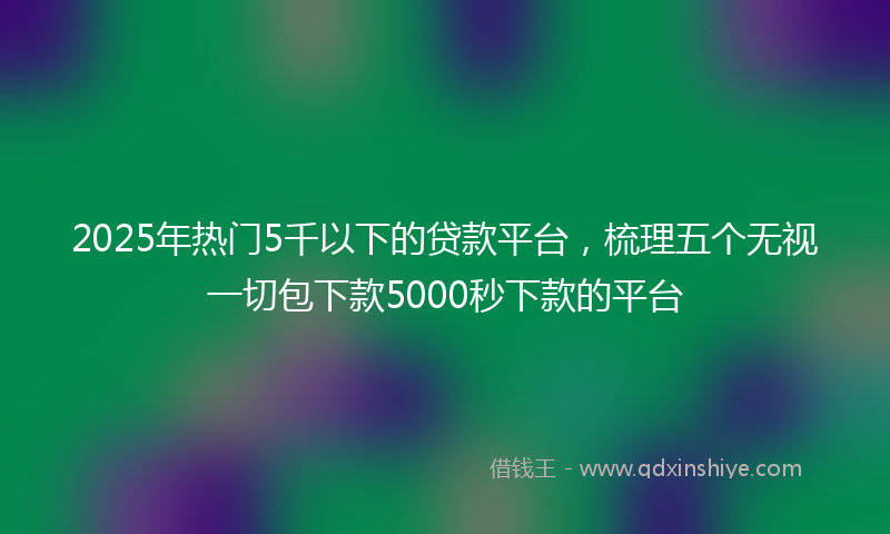 2025年热门5千以下的贷款平台，梳理五个无视一切包下款5000秒下款的平台