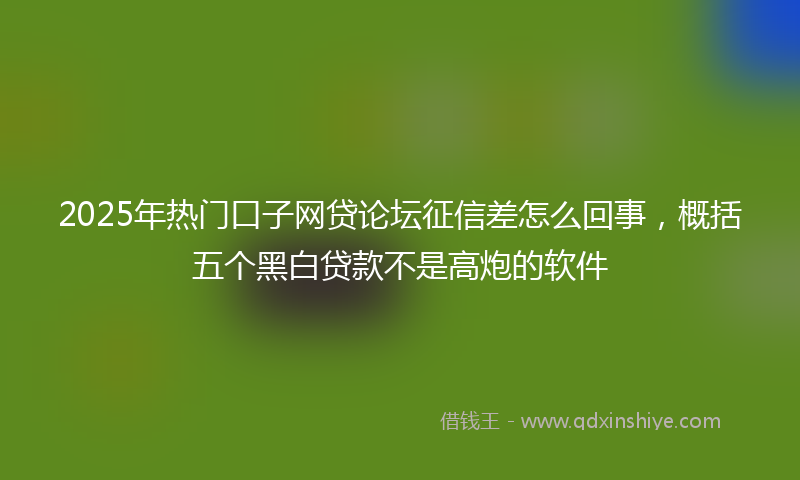 2025年热门口子网贷论坛征信差怎么回事，概括五个黑白贷款不是高炮的软件