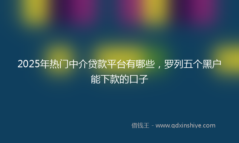 2025年热门中介贷款平台有哪些，罗列五个黑户能下款的口子