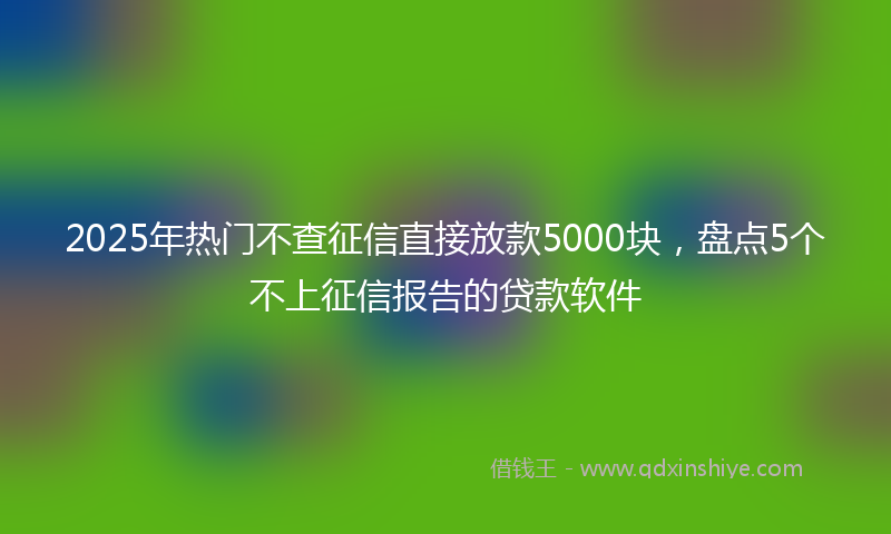 2025年热门不查征信直接放款5000块，盘点5个不上征信报告的贷款软件