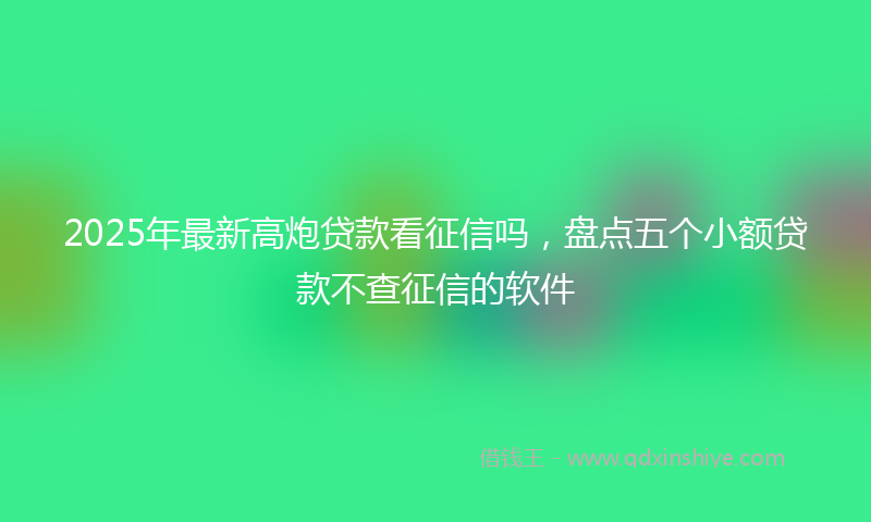 2025年最新高炮贷款看征信吗，盘点五个小额贷款不查征信的软件