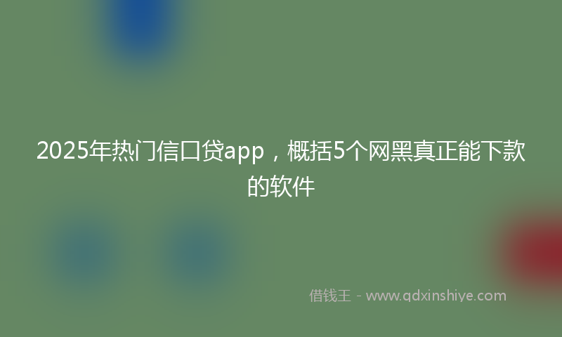2025年热门信口贷app，概括5个网黑真正能下款的软件
