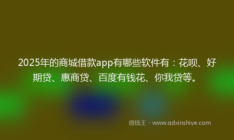 2025年的商城借款app有哪些软件有：花呗、好期贷、惠商贷、百度有钱花、你我贷等。