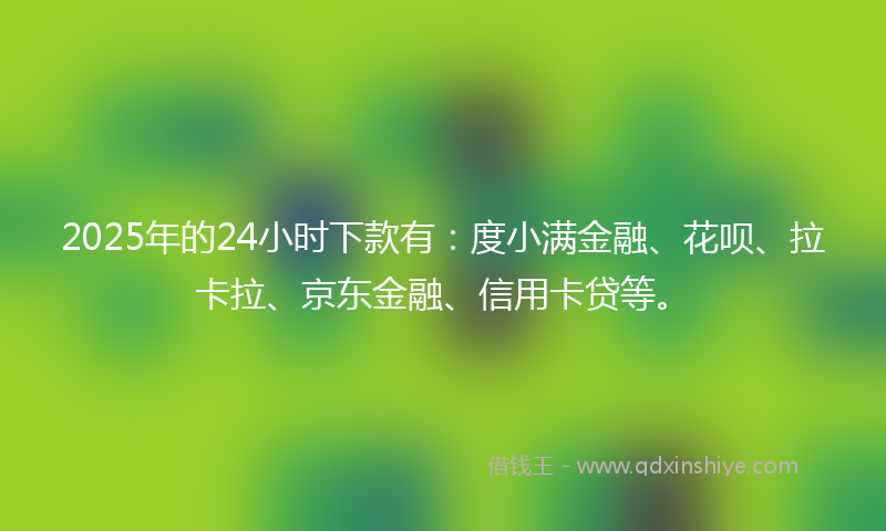 2025年的24小时下款有：度小满金融、花呗、拉卡拉、京东金融、信用卡贷等。