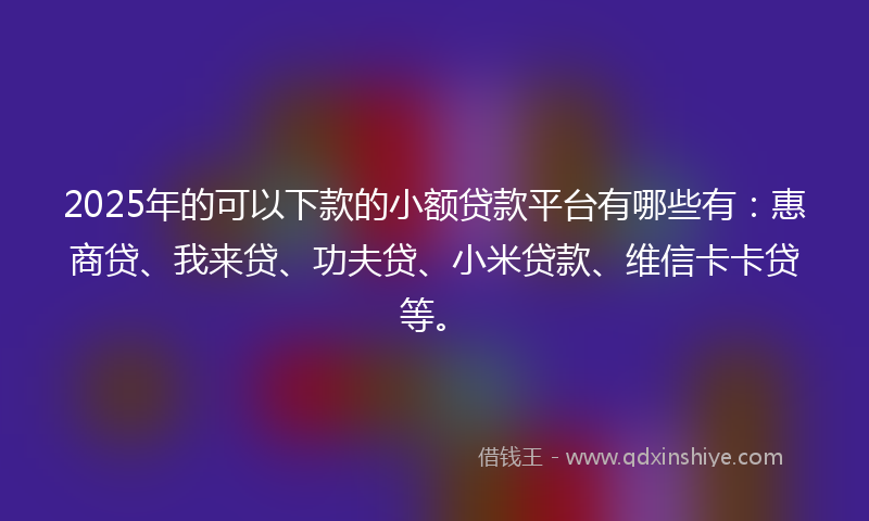 2025年的可以下款的小额贷款平台有哪些有：惠商贷、我来贷、功夫贷、小米贷款、维信卡卡贷等。