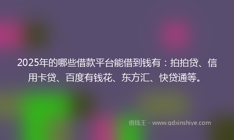 2025年的哪些借款平台能借到钱有：拍拍贷、信用卡贷、百度有钱花、东方汇、快贷通等。