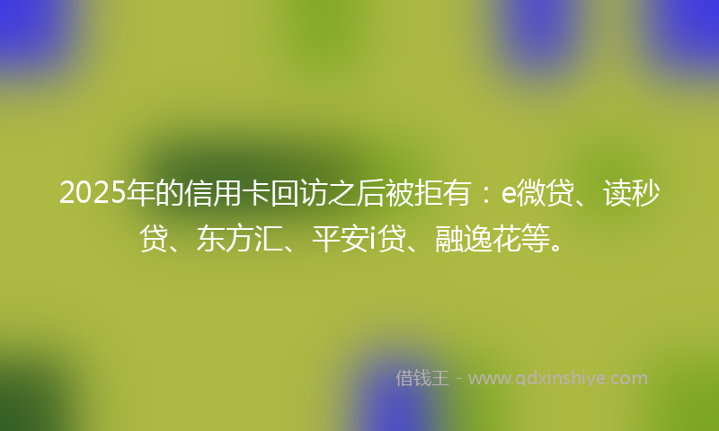 2025年的信用卡回访之后被拒有：e微贷、读秒贷、东方汇、平安i贷、融逸花等。