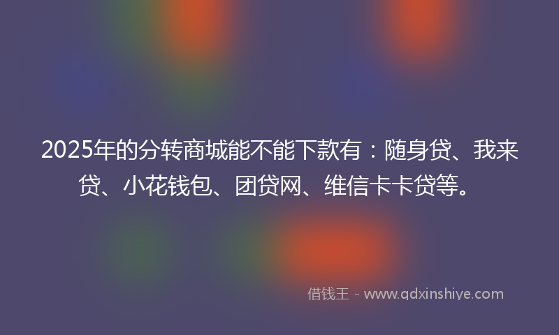 2025年的分转商城能不能下款有：随身贷、我来贷、小花钱包、团贷网、维信卡卡贷等。