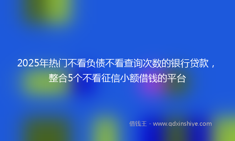 2025年热门不看负债不看查询次数的银行贷款，整合5个不看征信小额借钱的平台