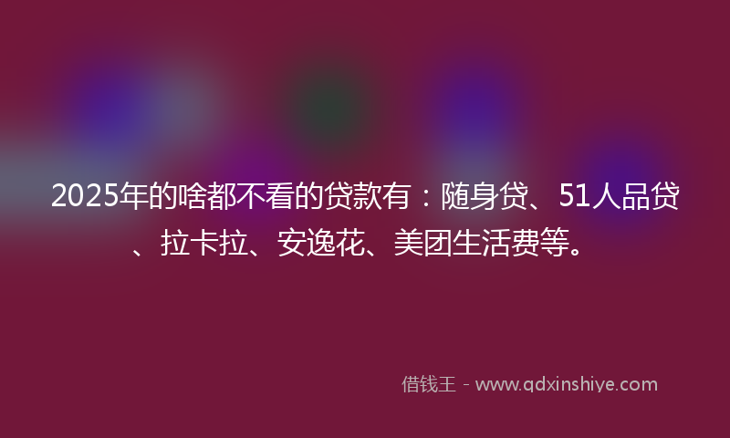 2025年的啥都不看的贷款有：随身贷、51人品贷、拉卡拉、安逸花、美团生活费等。