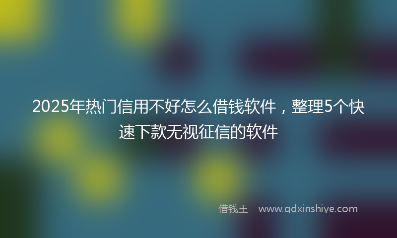 2025年热门信用不好怎么借钱软件，整理5个快速下款无视征信的软件
