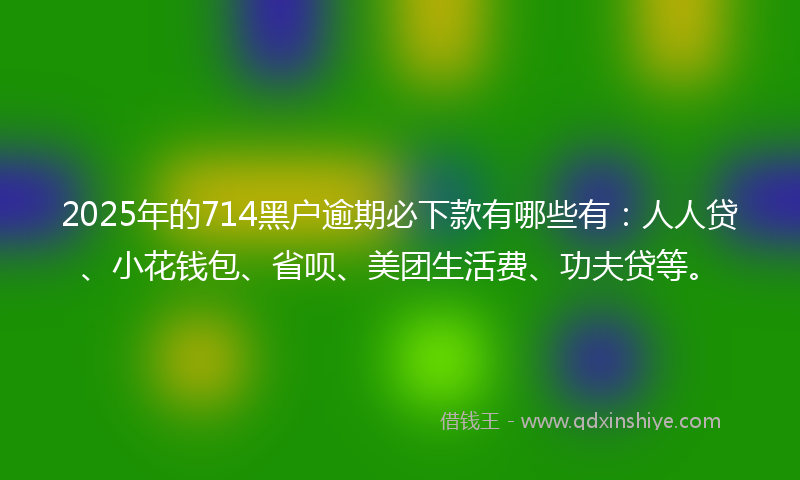 2025年的714黑户逾期必下款有哪些有：人人贷、小花钱包、省呗、美团生活费、功夫贷等。