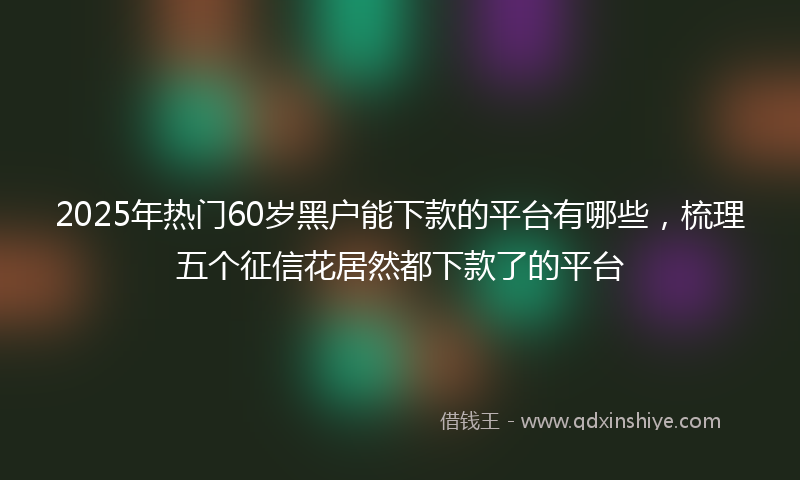 2025年热门60岁黑户能下款的平台有哪些，梳理五个征信花居然都下款了的平台