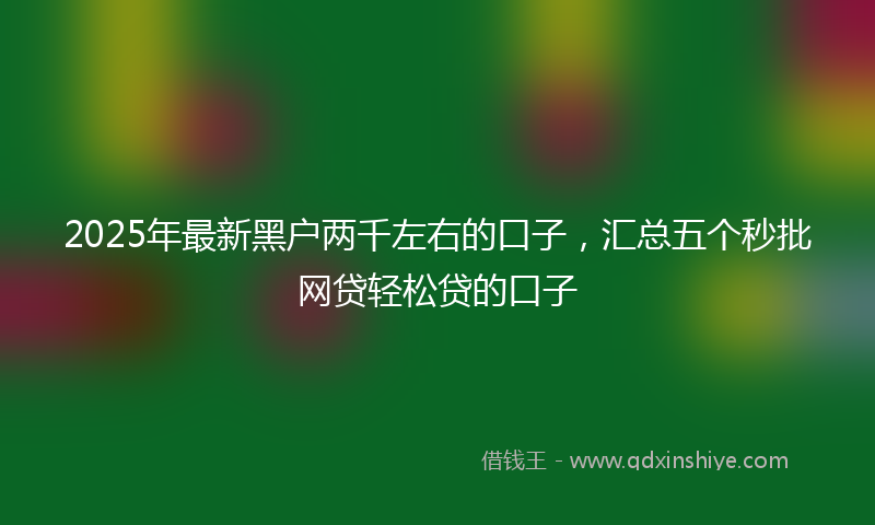 2025年最新黑户两千左右的口子，汇总五个秒批网贷轻松贷的口子