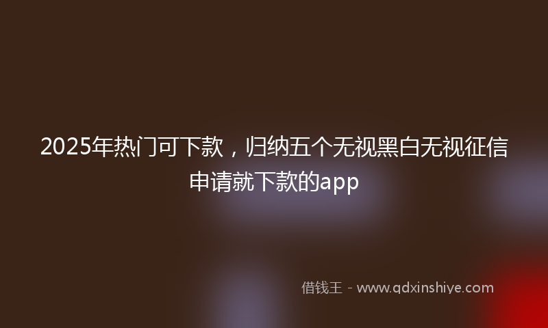 2025年热门可下款，归纳五个无视黑白无视征信申请就下款的app