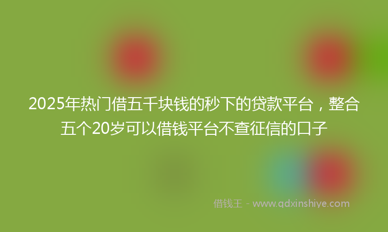 2025年热门借五千块钱的秒下的贷款平台，整合五个20岁可以借钱平台不查征信的口子