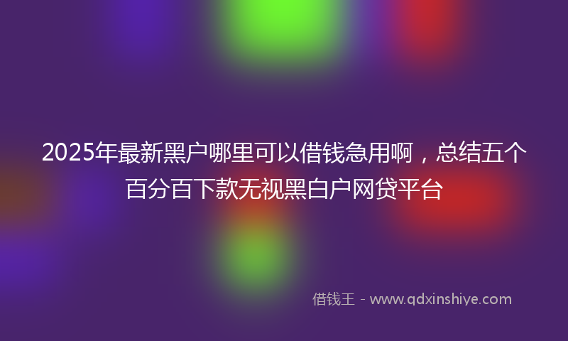 2025年最新黑户哪里可以借钱急用啊，总结五个百分百下款无视黑白户网贷平台