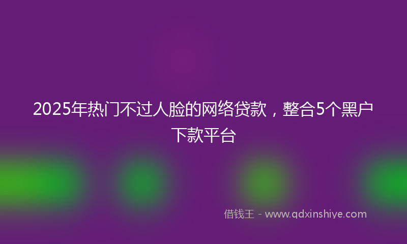 2025年热门不过人脸的网络贷款，整合5个黑户下款平台