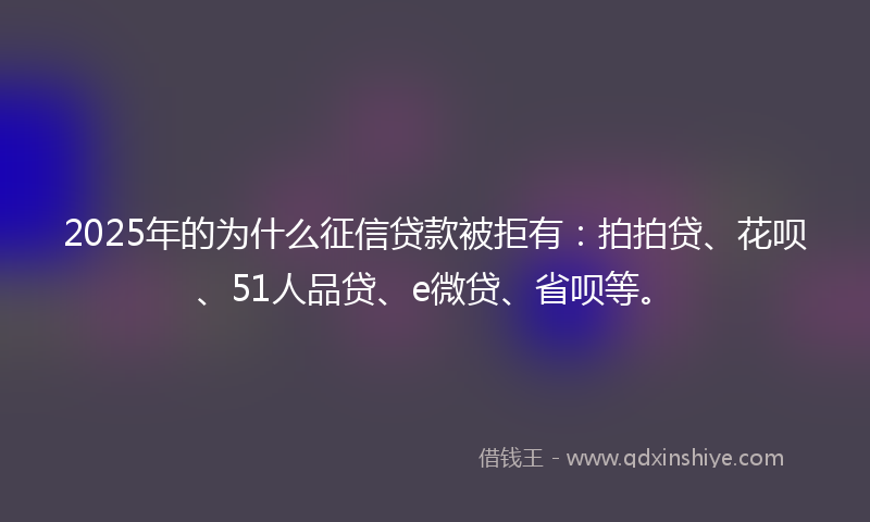 2025年的为什么征信贷款被拒有：拍拍贷、花呗、51人品贷、e微贷、省呗等。