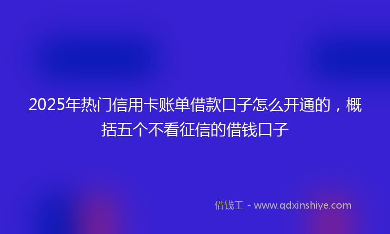 2025年热门信用卡账单借款口子怎么开通的，概括五个不看征信的借钱口子
