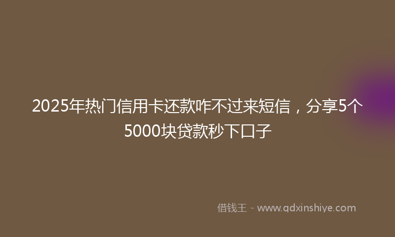 2025年热门信用卡还款咋不过来短信,分享5个5000块贷款秒下口子