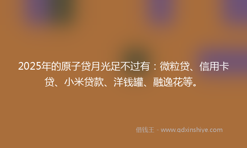 2025年的原子贷月光足不过有：微粒贷、信用卡贷、小米贷款、洋钱罐、融逸花等。