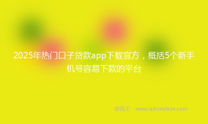 2025年热门口子贷款app下载官方，概括5个新手机号容易下款的平台