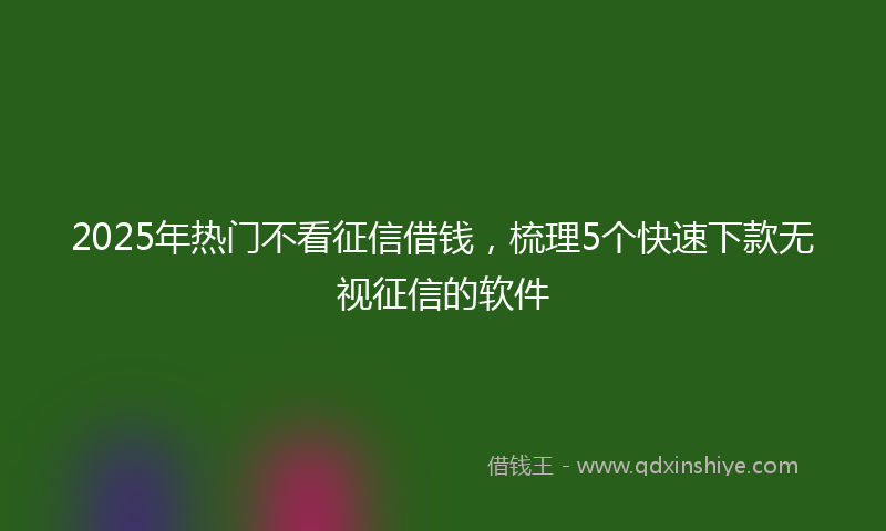 2025年热门不看征信借钱，梳理5个快速下款无视征信的软件