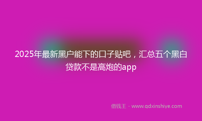 2025年最新黑户能下的口子贴吧，汇总五个黑白贷款不是高炮的app