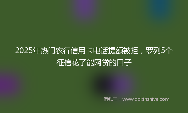 2025年热门农行信用卡电话提额被拒，罗列5个征信花了能网贷的口子